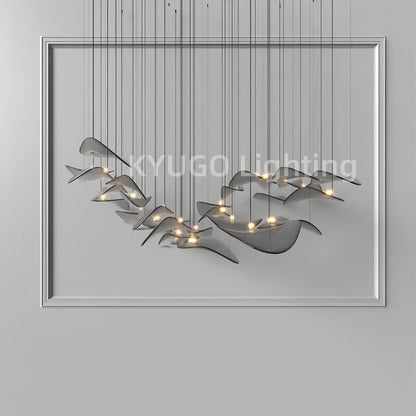 Nordic Lotus Leaf Art Glass Pendant Light