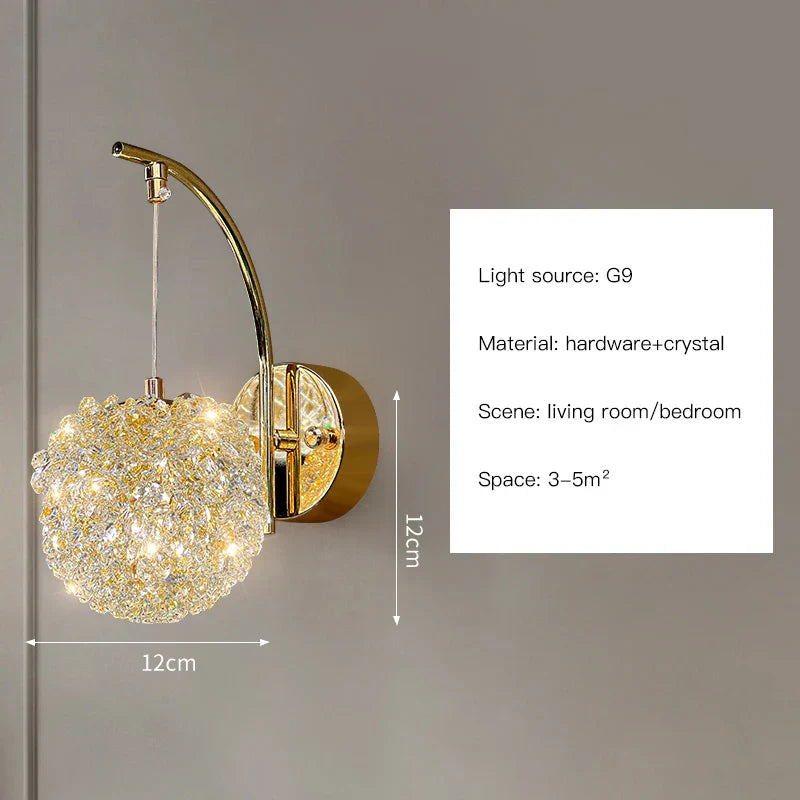 DecorBites™ Crystal Wall Sconce | Modern Designer Copper Wall Lamp for Home Decor Lighting