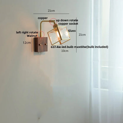 Decorbites™ Messing-LED-Wandleuchten Moderne Treppenleuchte mit blaugemustertem Glas Nachttischlampe