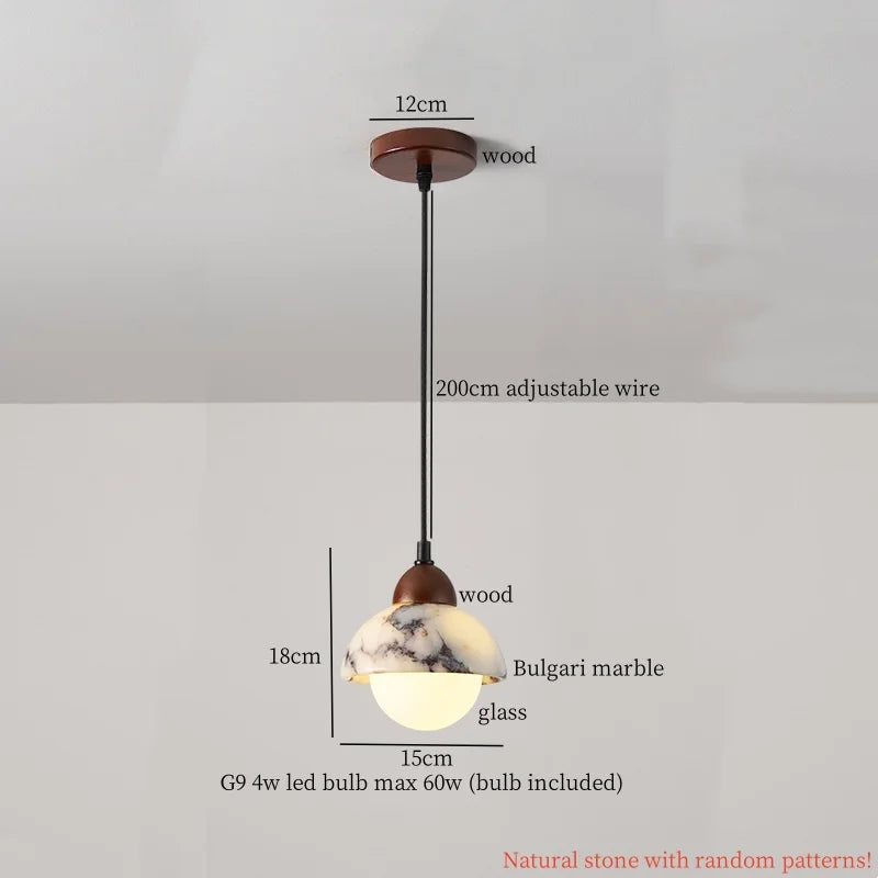 DecorBites™ Cream Marble LED Pendant Light: Modern Nordic Hanging Lamp for Living, Bedroom, Kitchen
