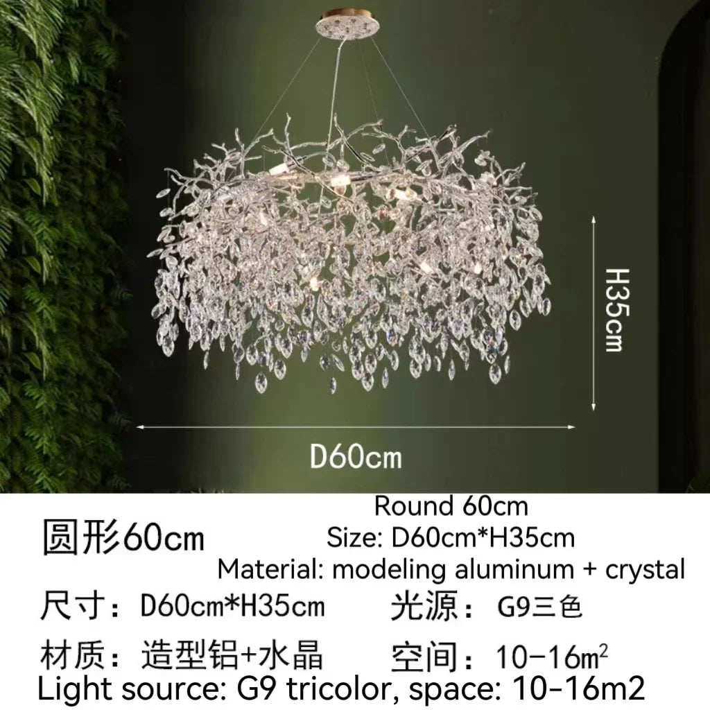 Decorbites™ Golden Crystal Tree Deckenleuchter, Luxuriöse Aluminium-Kunstarmatur