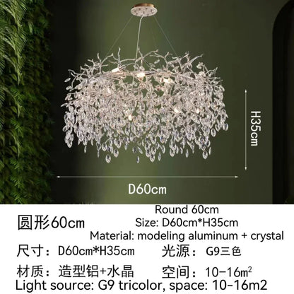 Decorbites™ Golden Crystal Tree Deckenleuchter, Luxuriöse Aluminium-Kunstarmatur