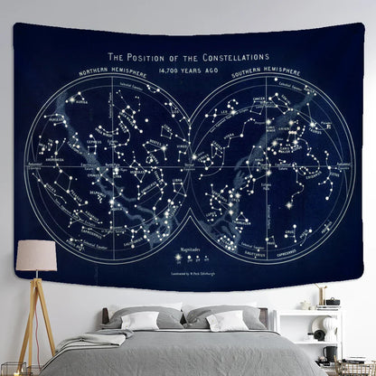 DecorBites™ Cosmic Constellation Compass Tapestry: Abstract Psychedelic Witchcraft Wall Hanging
