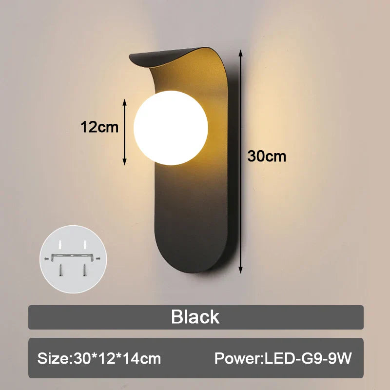 Decorbites™ Frostglas-Kugel-LED-Wandleuchte für Schlafzimmer und Flur