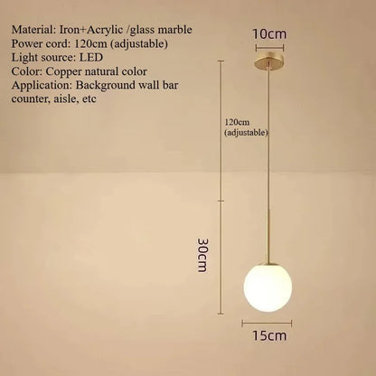 Minimalist Acrylic Globe Pendant Light In Black Or Gold