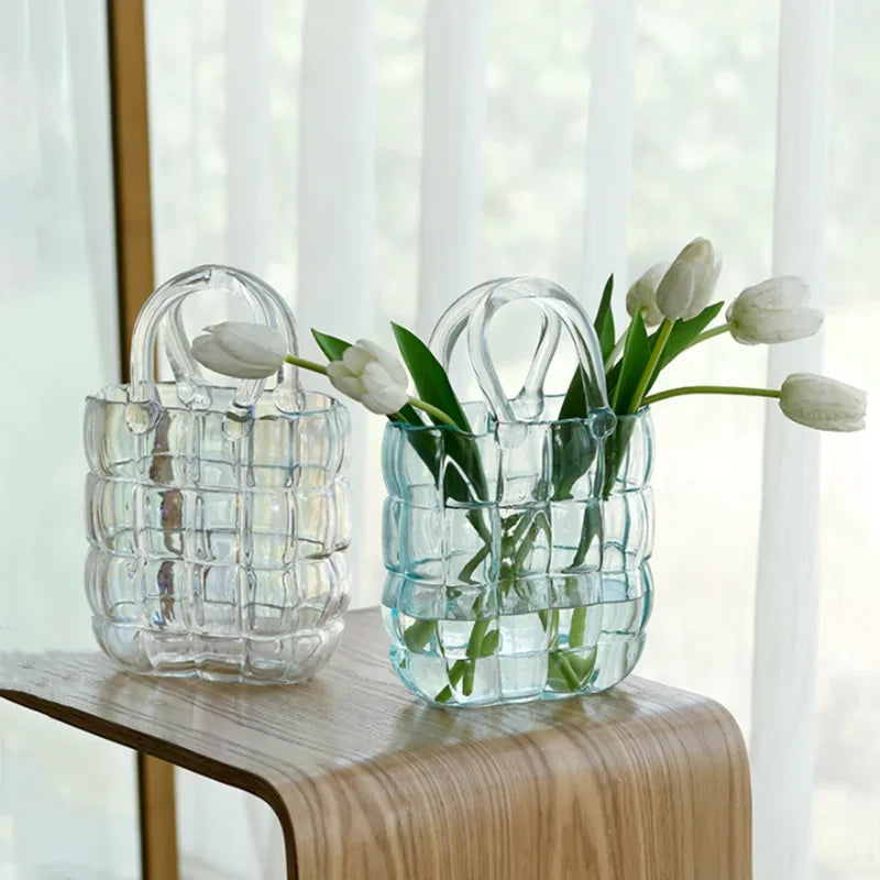 Decorbites™ Klar-Glas-Vasen-Terrarium-Handtasche zur Dekoration des Wohnzimmers