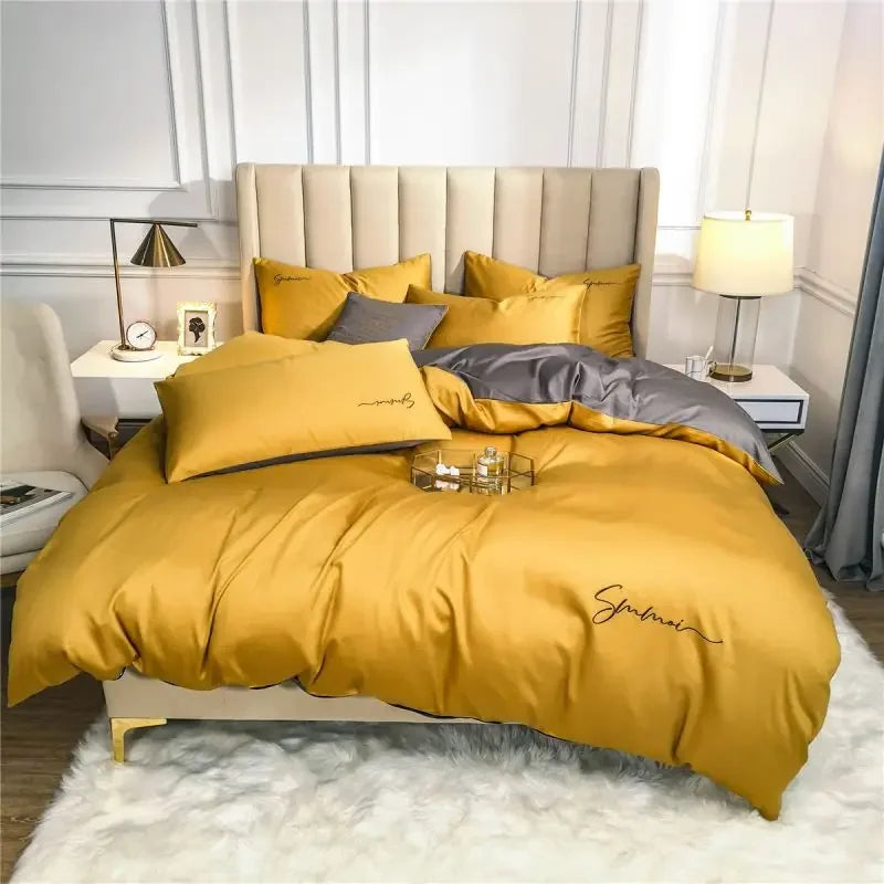 DecorBites™ Egyptian Cotton Bedding Set with Sheet Pillowcase Blanket Cover - Queen King Size