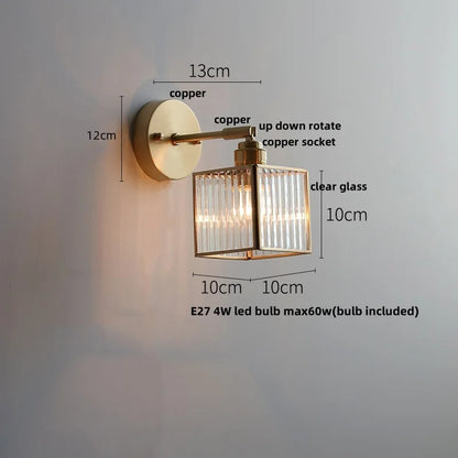 Decorbites™ Japanischer Stil LED-Wandleuchte mit klarem Glas und Zugschalter Nachttischlampe