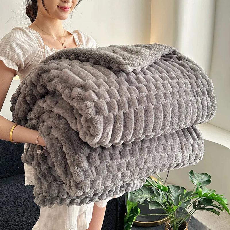 DecorBites™ Double-Layer Lamb Plush Throw Blanket for Home and Travel