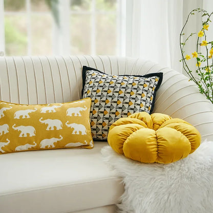 Decorbites™ Geometrisches Elefanten-Chenille-Kissenbezug, Weiches Franzen-Kissenbezug, Heimdekoration