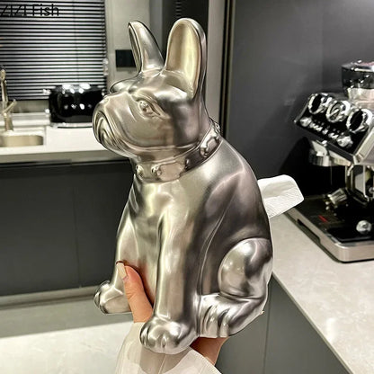 Decorbites™ Französische Bulldogge Keramik-Tissue-Box - Kreative Schreibtisch-Dekoration für Zuhause und Büro