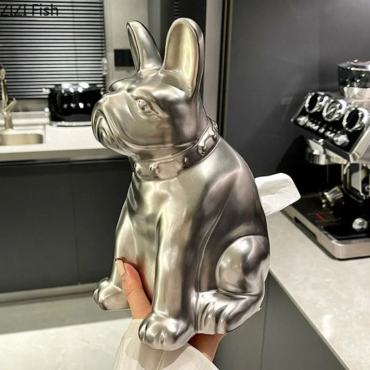 Decorbites™ Französische Bulldogge Keramik-Tissue-Box - Kreative Schreibtisch-Dekoration für Zuhause und Büro