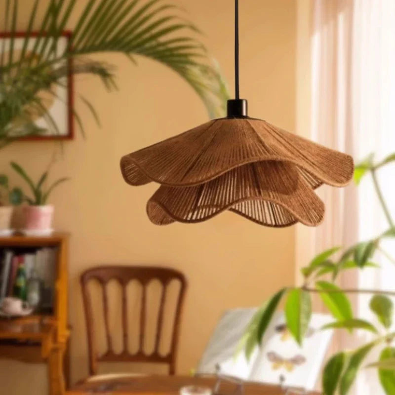 Decorbites™ Japanische Hanfstrick-Hängelampe E27 LED-Leuchte – Nordischer Wabi-Sabi-Stil