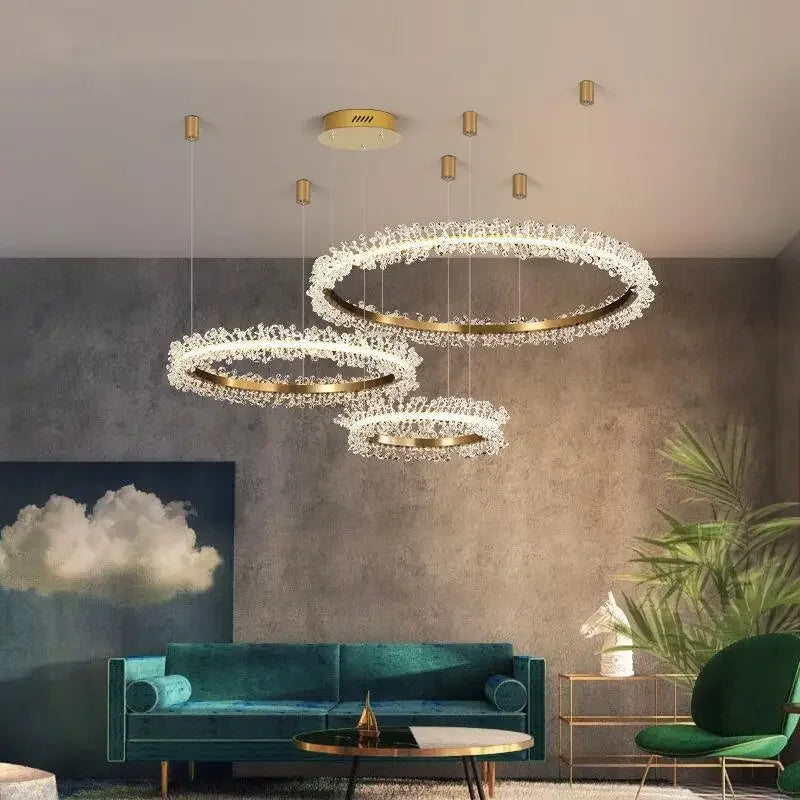 Decorbites™ Kristall-Gold-Ring-LED-Kronleuchter für die Heimdekoration im luxuriösen Wohnzimmer, Esszimmer und Schlafzimmer