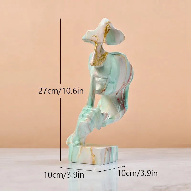 DecorBites™ 27cm Silence Golden Face Abstract Sculpture for Vintage Home Office Decor