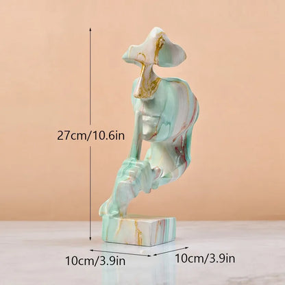 DecorBites™ 27cm Silence Golden Face Abstract Sculpture for Vintage Home Office Decor