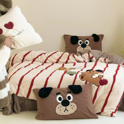 Decorbites™ Gemütliches Herbst-Winter Bettdecken-Set in King-Size mit Samt-Deckenbezug