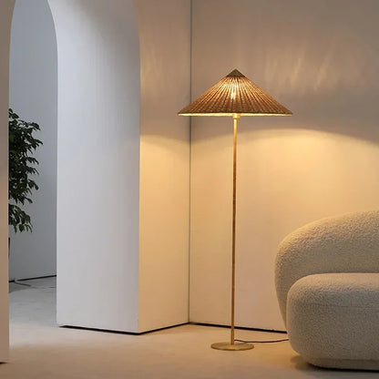 Decorbites™ Gubi Rattan-Schirm Stehlampe Vintage-Ständerleuchte Nordischer Stil