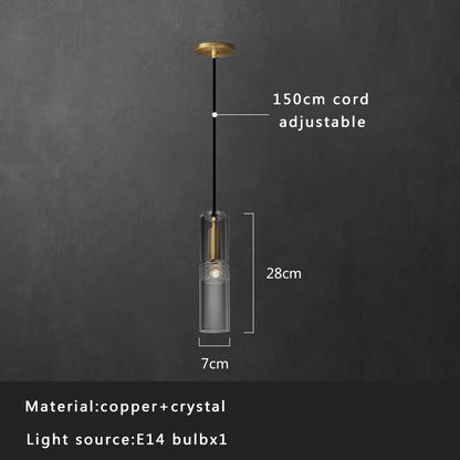 DecorBites™ Crystal Copper Pendant Lights Gold Home Decor Glass Hanging Lamp
