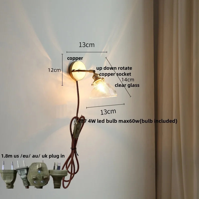 DecorBites™ Green Glass LED Wall Sconce, Modern Nordic Rotate Copper Stair Light