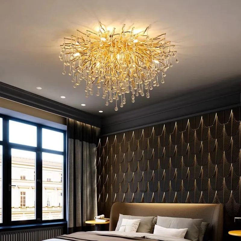 Gold Crystal LED Chandelier Polished Round150cm