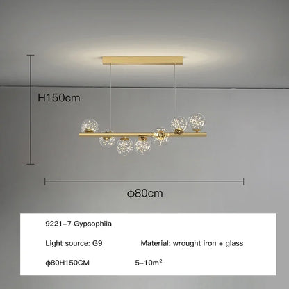 Decorbites™ Glas-Kugel-G9-LED-Langleuchter für Esszimmer, Küche und Bürobeleuchtung