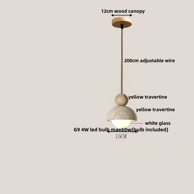 Decorbites™ Glas-Kugelleuchte - Verstellbares Kabel, LED, Gelber Travertin Weiß, Esszimmer