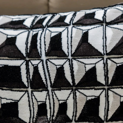 DecorBites™ Geometric Jacquard Embroidered Pillow Cover in Modern Minimalist Black and White Style