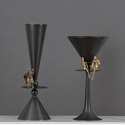 DecorBites™ Geometric Bronze Vase for Home Decor
