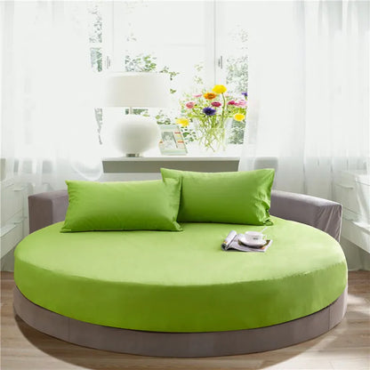 DecorBites™ Cotton Round Fitted Bed Sheet Set with Pillowcases
