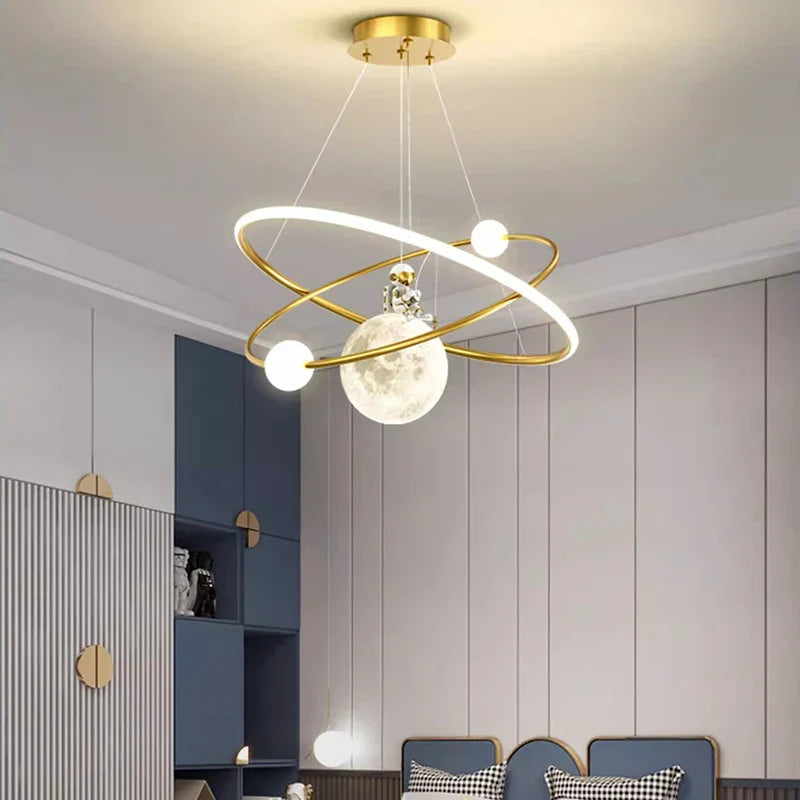 Brass Modern Pendant Light RC Dimmable Bedroom