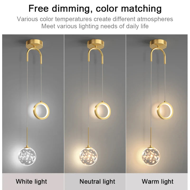 Modern Glass Pendant Light in Black or Gold