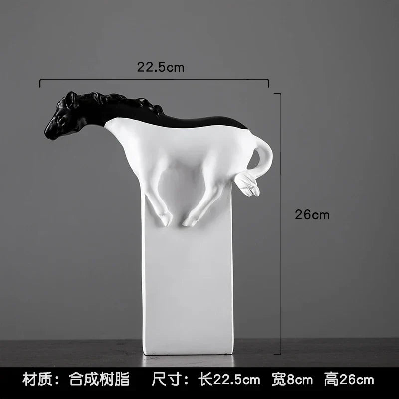 DecorBites™ Golden Horse Abstract Sculpture: Elegant Running Horse Figurine for Home Decor