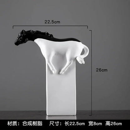 DecorBites™ Golden Horse Abstract Sculpture: Elegant Running Horse Figurine for Home Decor