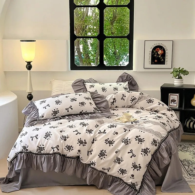 Decorbites™ Spitzensetziges Gedrucktes Bettbezugsset – Elegante, Gemütliche Bettwäsche für Einzel- und Doppelbetten