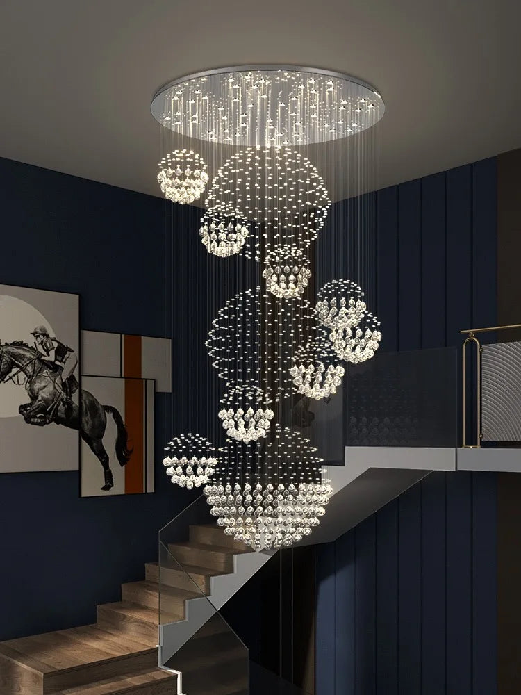 Decorbites™ Kristallkugel-Leuchter: Moderne LED-Spirale-Hängeleuchte für Treppenhaus, Wohnzimmer, Lobby