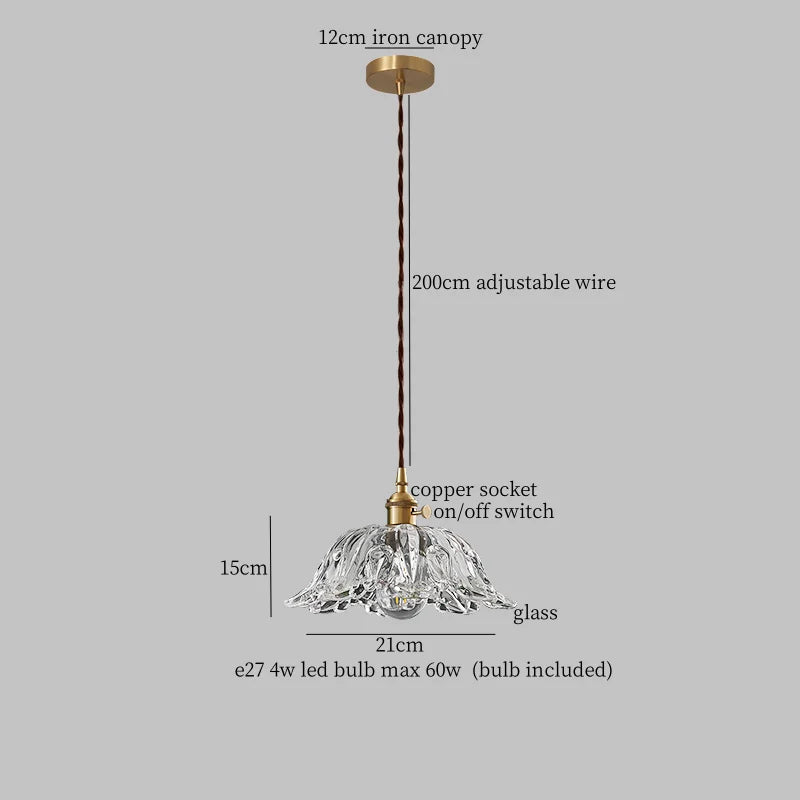 DecorBites™ Clear Glass LED Pendant Light for Bedside Living Dining Decor