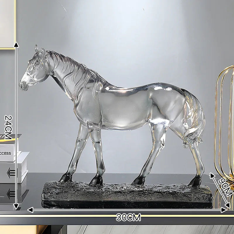 Decorbites™ Pferdeharz-Ornament: Simuliertes Tier-Skulptur, Transparent Farbiges Dekor, Heimfigur