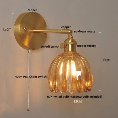 Decorbites™ Loft Bernstein-Glas LED-Wandleuchte mit Vintage-Drehschalter