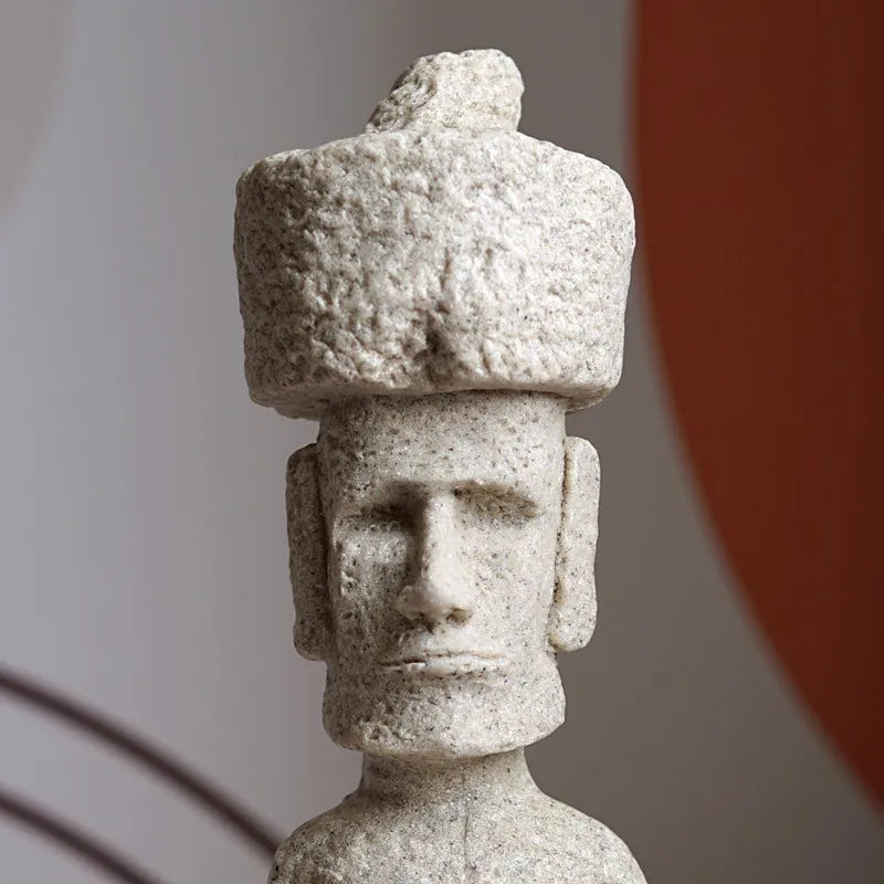 Decorbites™ Osterinsel-Moai-Pukao-Statue-Figurine für Zuhause und Bürodekoration, Wohnzimmer-Dekor, Regal