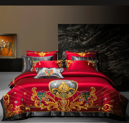 Decorbites™ Luxus-Brokat-Baumwoll-Bestickte Bettwäsche-Set - Steppdecke Bettwäsche Bettüberwurf