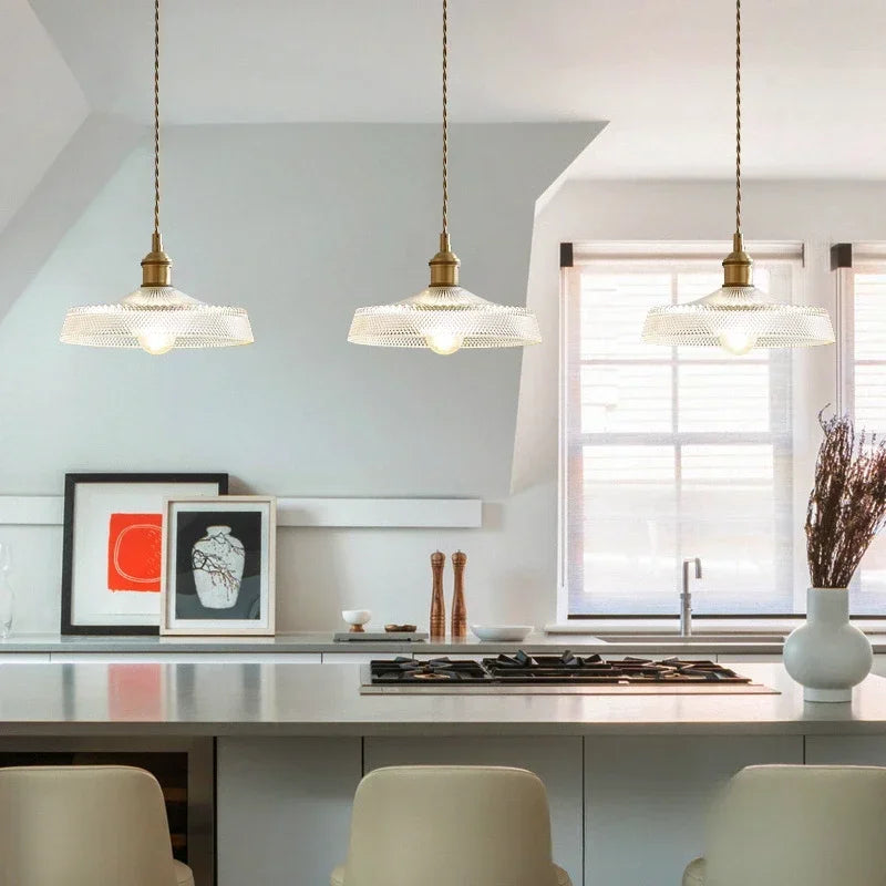 Retro Floral Glass Pendant Light