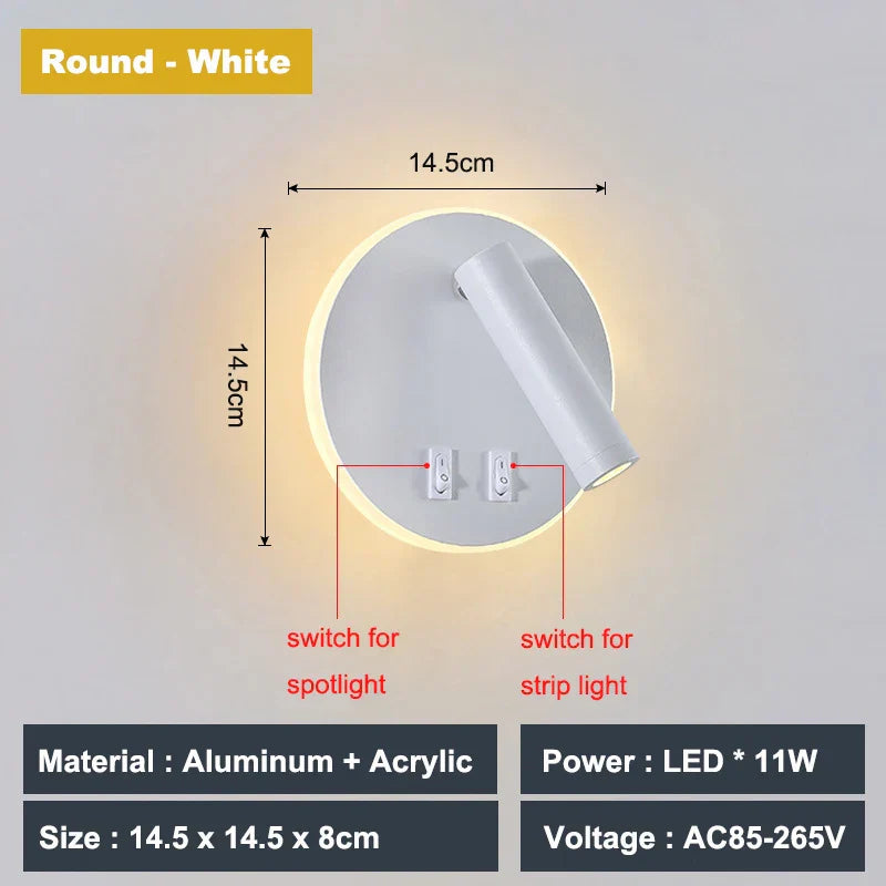 Decorbites™ verstellbare 10W Wandleuchte mit Schalter – Hotel, Schlafzimmer, Studierzimmer, Lesen