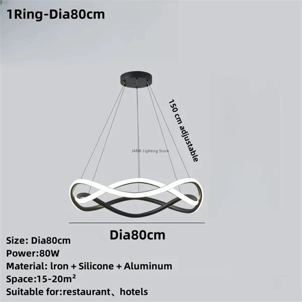Decorbites™ Schwarze Geometrische LED-Ring-Leuchter für Elegante Räume