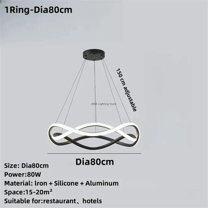 Decorbites™ Schwarze Geometrische LED-Ring-Leuchter für Elegante Räume