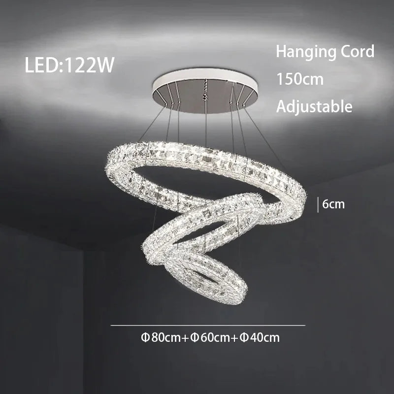 DecorBites™ Crystal LED Chandelier: Modern Luxury Chrome Steel & Clear K9 Crystal Lighting