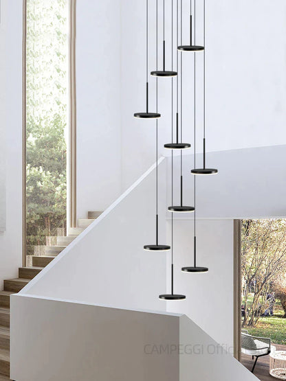 DecorBites™ Golden Black LED Long Chandelier for Home, Restaurant, and Cafe