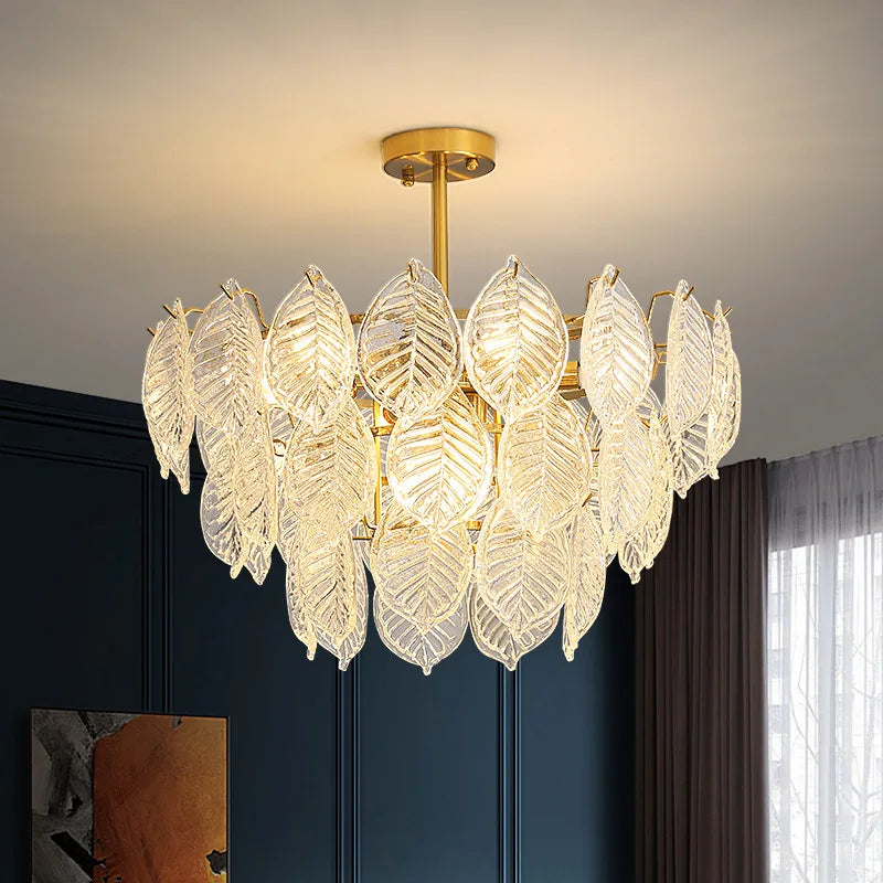 Luxury Leaf Glass Chandelier