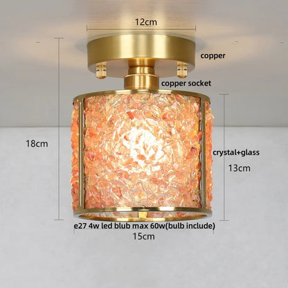 DecorBites™ Crystal Glass LED Ceiling Light Copper Canopy Nordic Modern Design