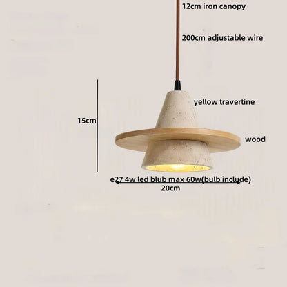 Decorbites™ LED-Drehknopf-Schalter-Pendant-Lampe Gelber Travertin Kupfer Wabi-Sabi Hängelampen